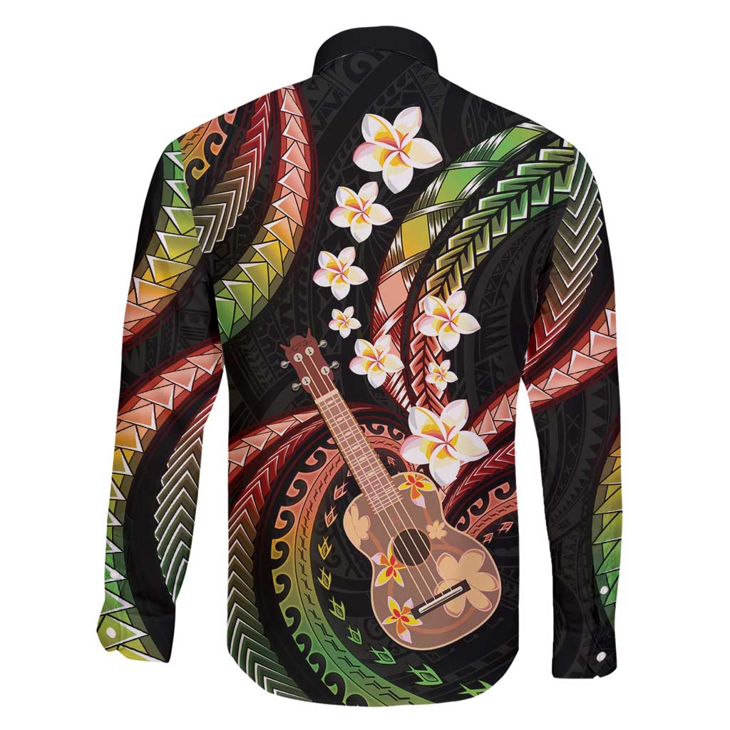 Hawaiian Ukulele Family Matching Short Sleeve Bodycon Dress and Hawaiian Shirt Jawaiian Fantastic Plumeria