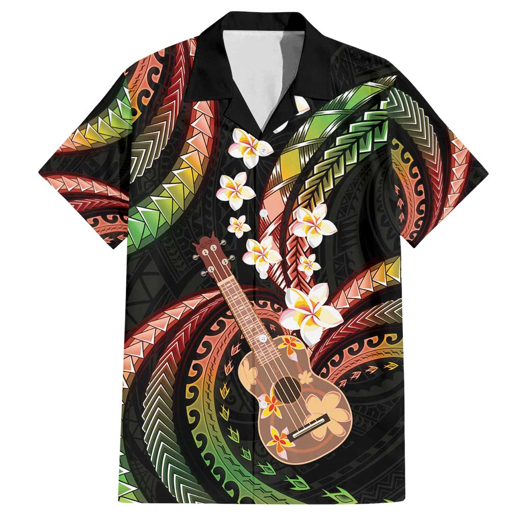 Hawaiian Ukulele Family Matching Summer Maxi Dress and Hawaiian Shirt Jawaiian Fantastic Plumeria