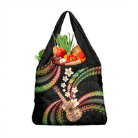 Hawaiian Ukulele Grocery Bag Jawaiian Fantastic Plumeria