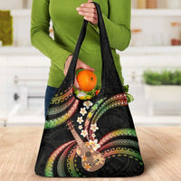 Hawaiian Ukulele Grocery Bag Jawaiian Fantastic Plumeria