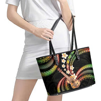 Hawaiian Ukulele Leather Tote Bag Jawaiian Fantastic Plumeria