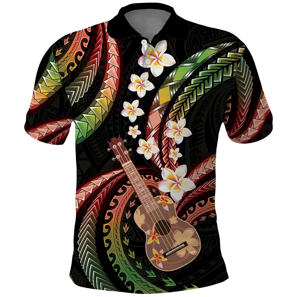Hawaiian Ukulele Polo Shirt Jawaiian Fantastic Plumeria