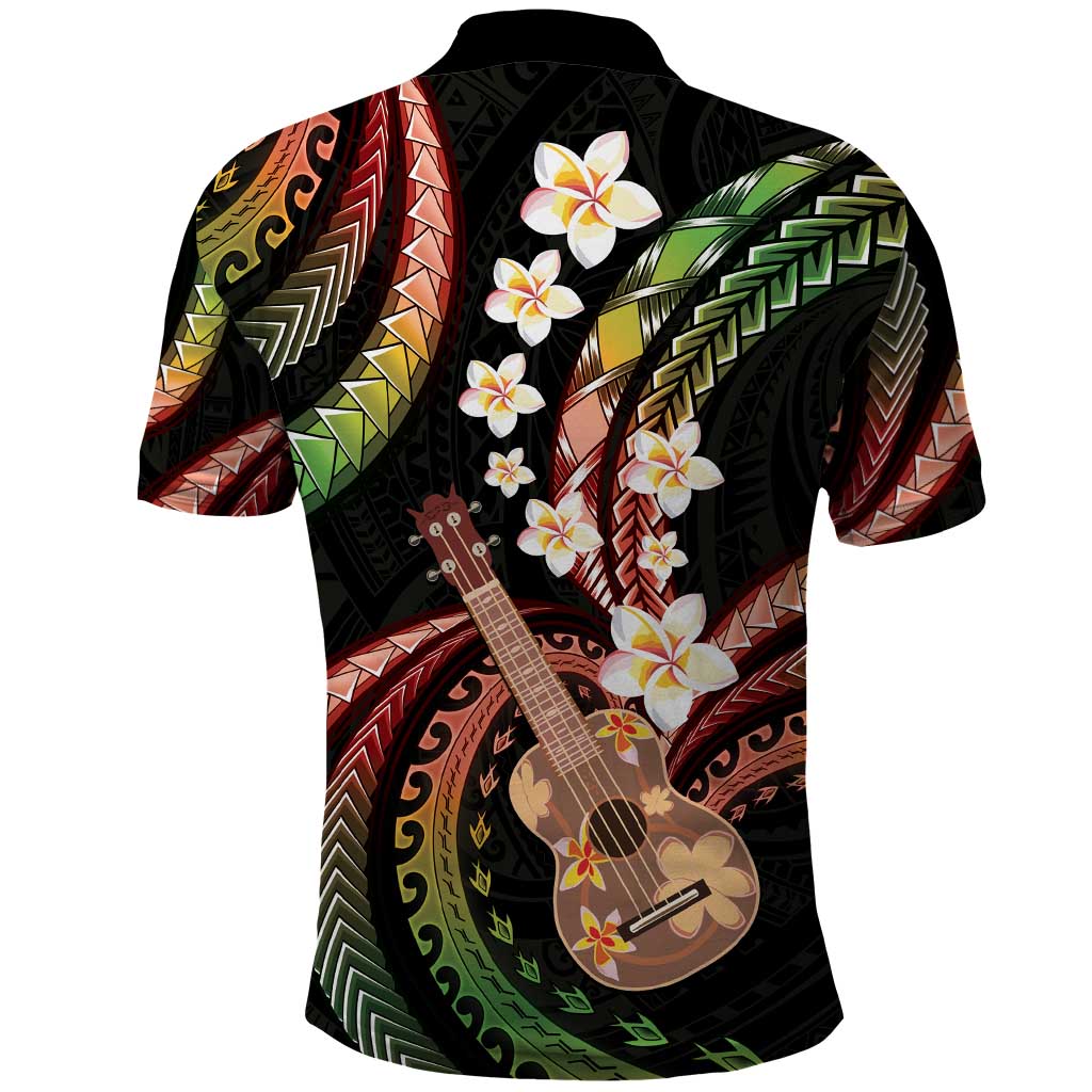 Hawaiian Ukulele Polo Shirt Jawaiian Fantastic Plumeria