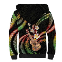 Hawaiian Ukulele Sherpa Hoodie Jawaiian Fantastic Plumeria