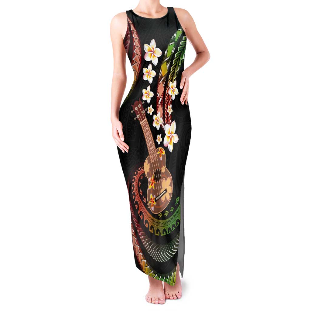 Hawaiian Ukulele Tank Maxi Dress Jawaiian Fantastic Plumeria