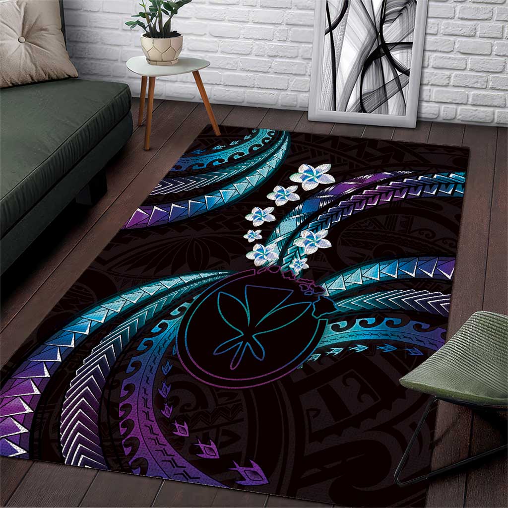 Hawaii Map Kanaka Maoli Area Rug Fantastic Frangipani Amethyst Gradient