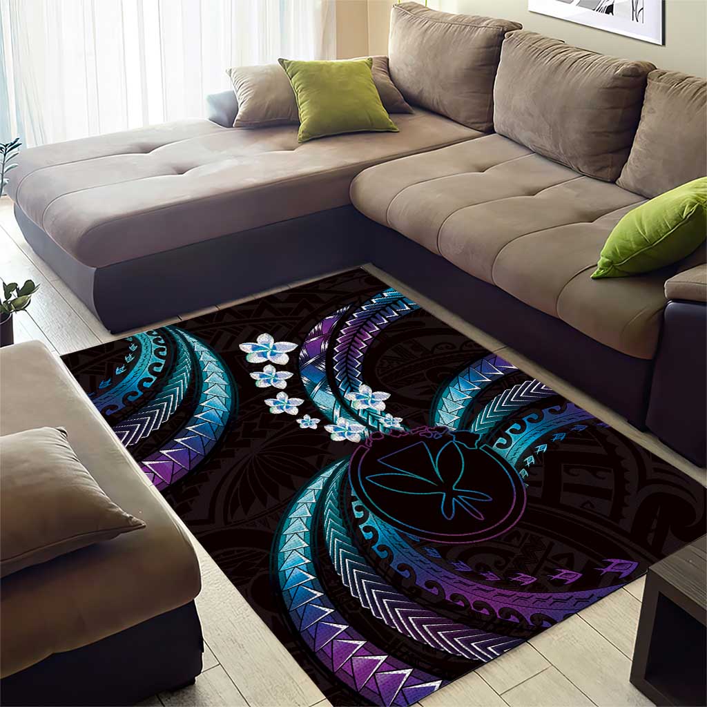 Hawaii Map Kanaka Maoli Area Rug Fantastic Frangipani Amethyst Gradient