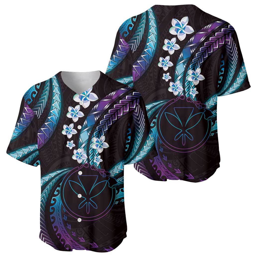 Hawaii Map Kanaka Maoli Baseball Jersey Fantastic Frangipani Amethyst Gradient