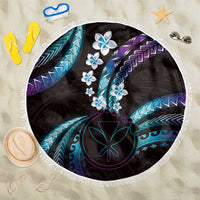 Hawaii Map Kanaka Maoli Beach Blanket Fantastic Frangipani Amethyst Gradient