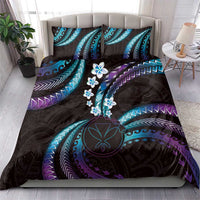 Hawaii Map Kanaka Maoli Bedding Set Fantastic Frangipani Amethyst Gradient
