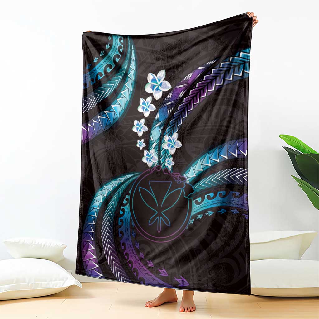 Hawaii Map Kanaka Maoli Blanket Fantastic Frangipani Amethyst Gradient