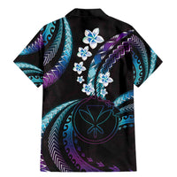 Hawaii Map Kanaka Maoli Family Matching Mermaid Dress and Hawaiian Shirt Fantastic Frangipani Amethyst Gradient
