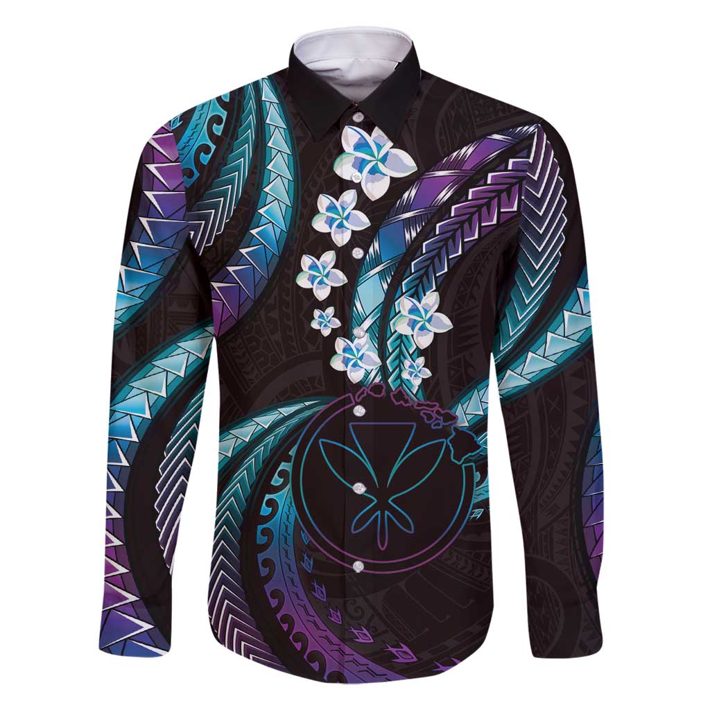 Hawaii Map Kanaka Maoli Family Matching Mermaid Dress and Hawaiian Shirt Fantastic Frangipani Amethyst Gradient