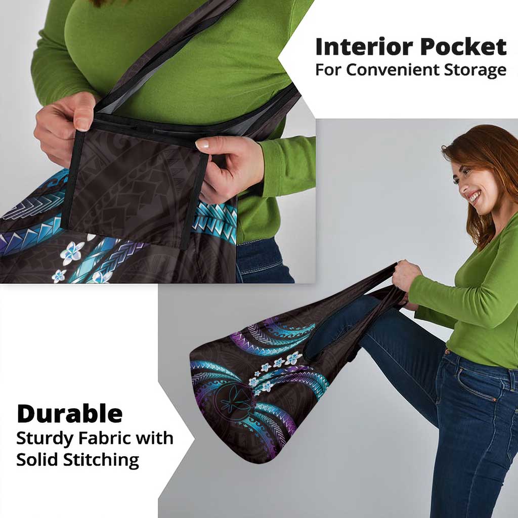 Hawaii Map Kanaka Maoli Grocery Bag Fantastic Frangipani Amethyst Gradient