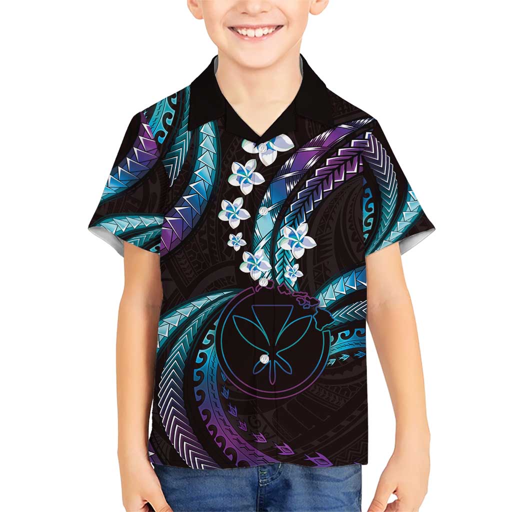 Hawaii Map Kanaka Maoli Hawaiian Shirt Fantastic Frangipani Amethyst Gradient