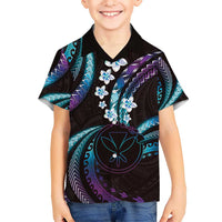 Hawaii Map Kanaka Maoli Kid Hawaiian Shirt Fantastic Frangipani Amethyst Gradient