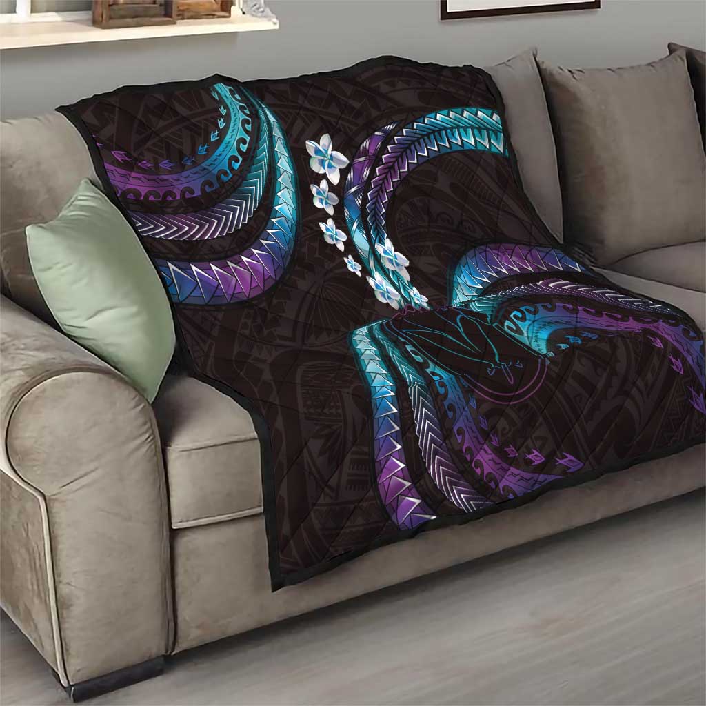 Hawaii Map Kanaka Maoli Quilt Fantastic Frangipani Amethyst Gradient