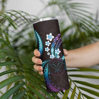 Hawaii Map Kanaka Maoli Skinny Tumbler Fantastic Frangipani Amethyst Gradient