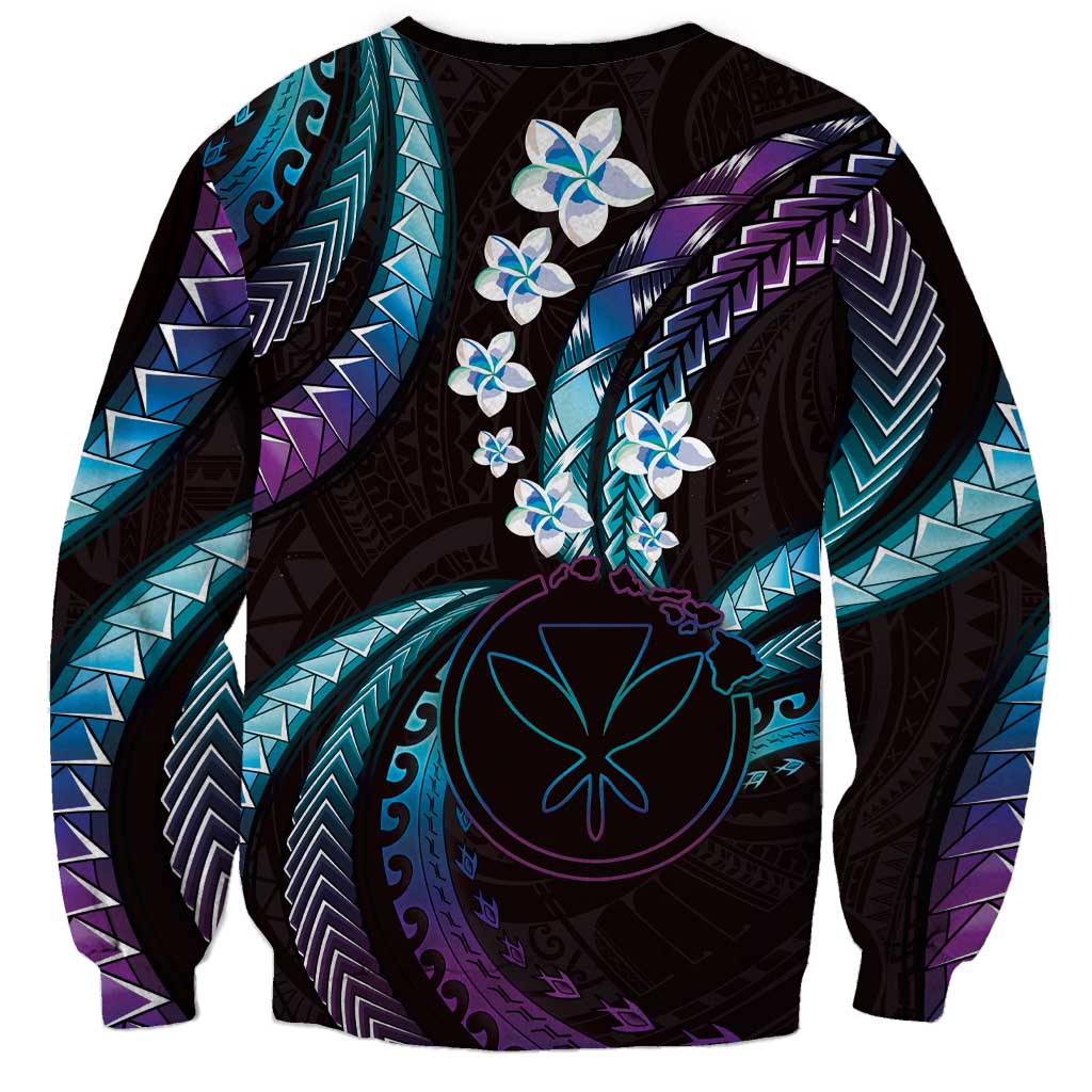 Hawaii Map Kanaka Maoli Sweatshirt Fantastic Frangipani Amethyst Gradient