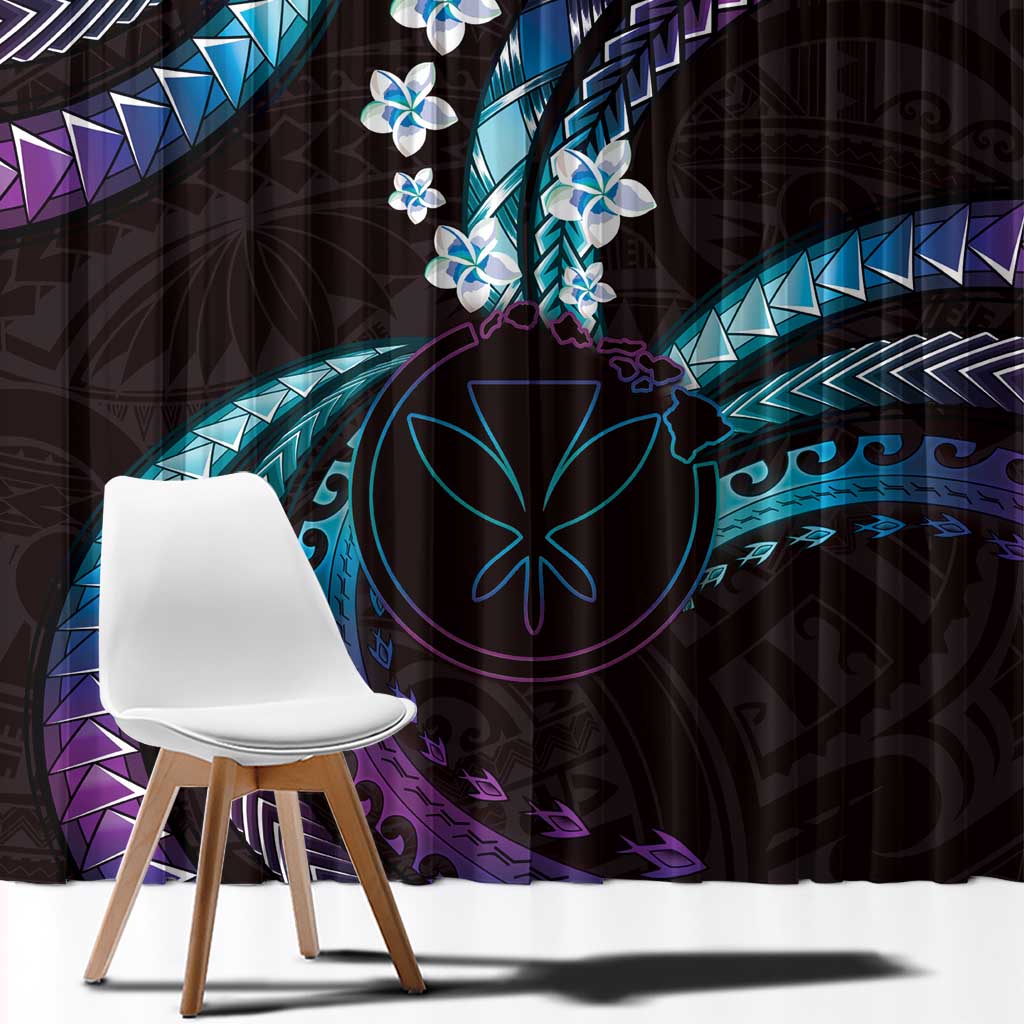 Hawaii Map Kanaka Maoli Window Curtain Fantastic Frangipani Amethyst Gradient