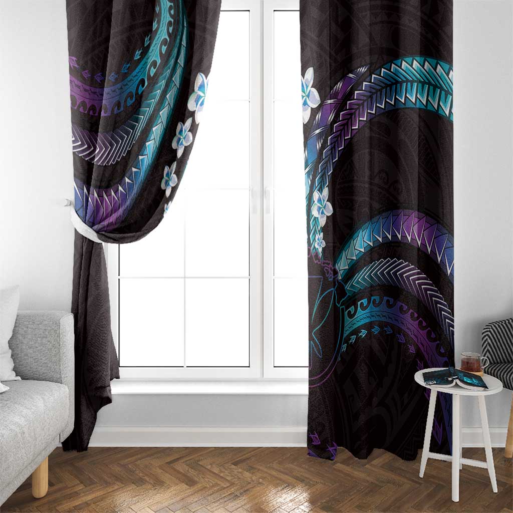 Hawaii Map Kanaka Maoli Window Curtain Fantastic Frangipani Amethyst Gradient