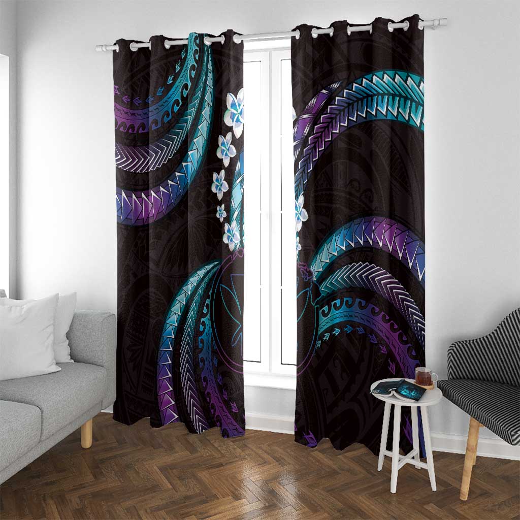 Hawaii Map Kanaka Maoli Window Curtain Fantastic Frangipani Amethyst Gradient