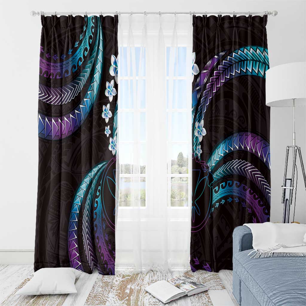 Hawaii Map Kanaka Maoli Window Curtain Fantastic Frangipani Amethyst Gradient