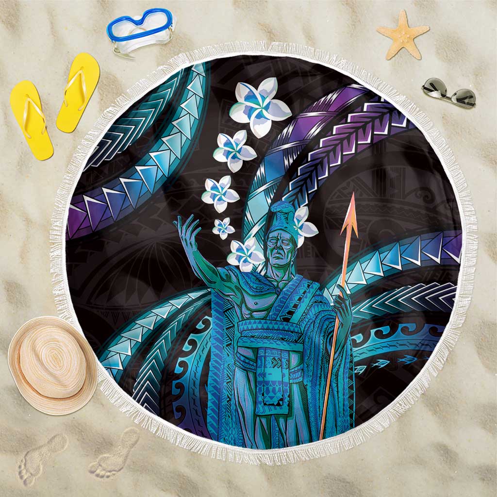 Hawaii King Kamehameha Beach Blanket Fantastic Plumeria Amethyst Gradient