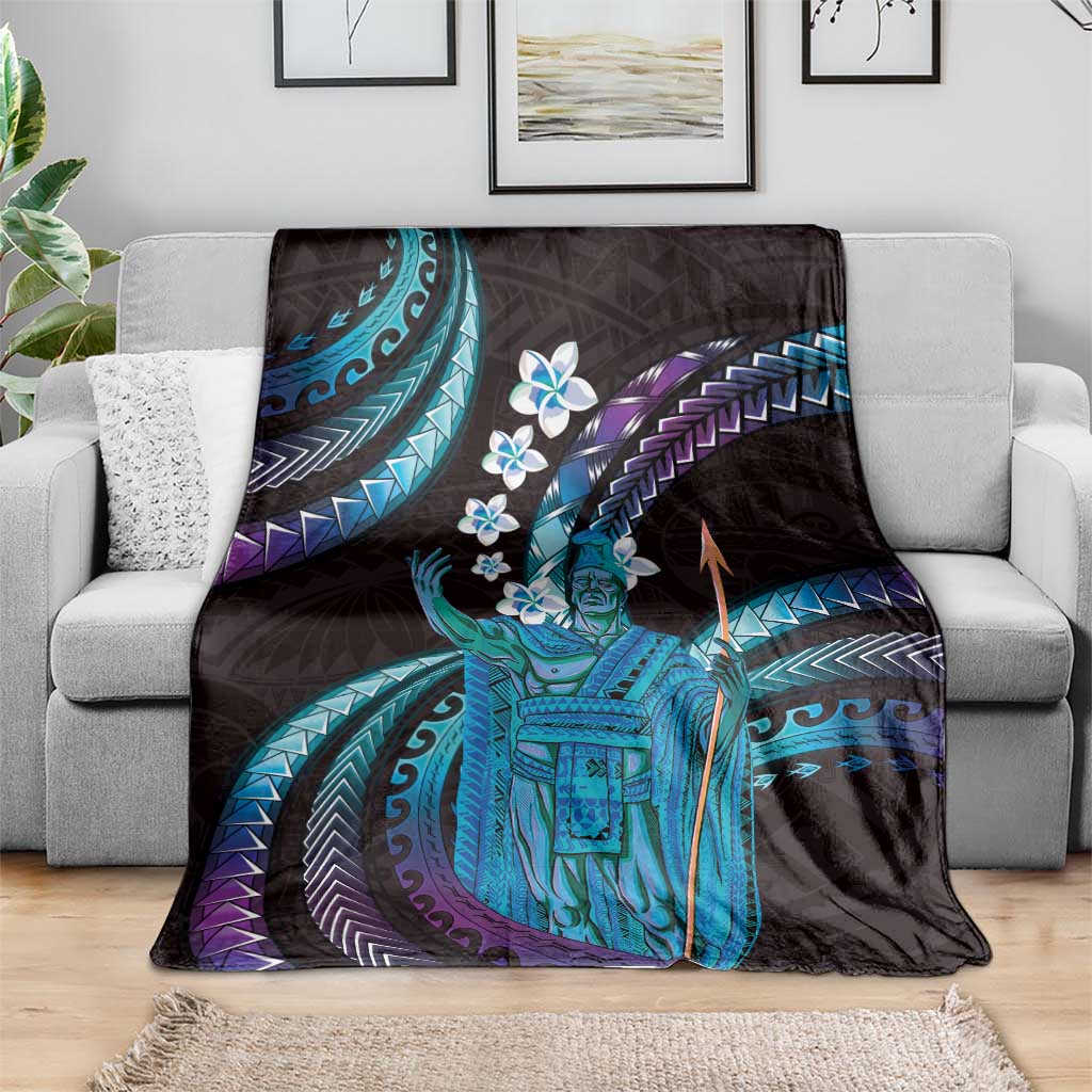 Hawaii King Kamehameha Blanket Fantastic Plumeria Amethyst Gradient