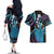 Hawaii King Kamehameha Couples Matching Off The Shoulder Long Sleeve Dress and Hawaiian Shirt Fantastic Plumeria Amethyst Gradient
