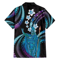 Hawaii King Kamehameha Family Matching Short Sleeve Bodycon Dress and Hawaiian Shirt Fantastic Plumeria Amethyst Gradient