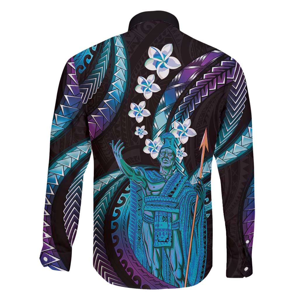 Hawaii King Kamehameha Family Matching Summer Maxi Dress and Hawaiian Shirt Fantastic Plumeria Amethyst Gradient