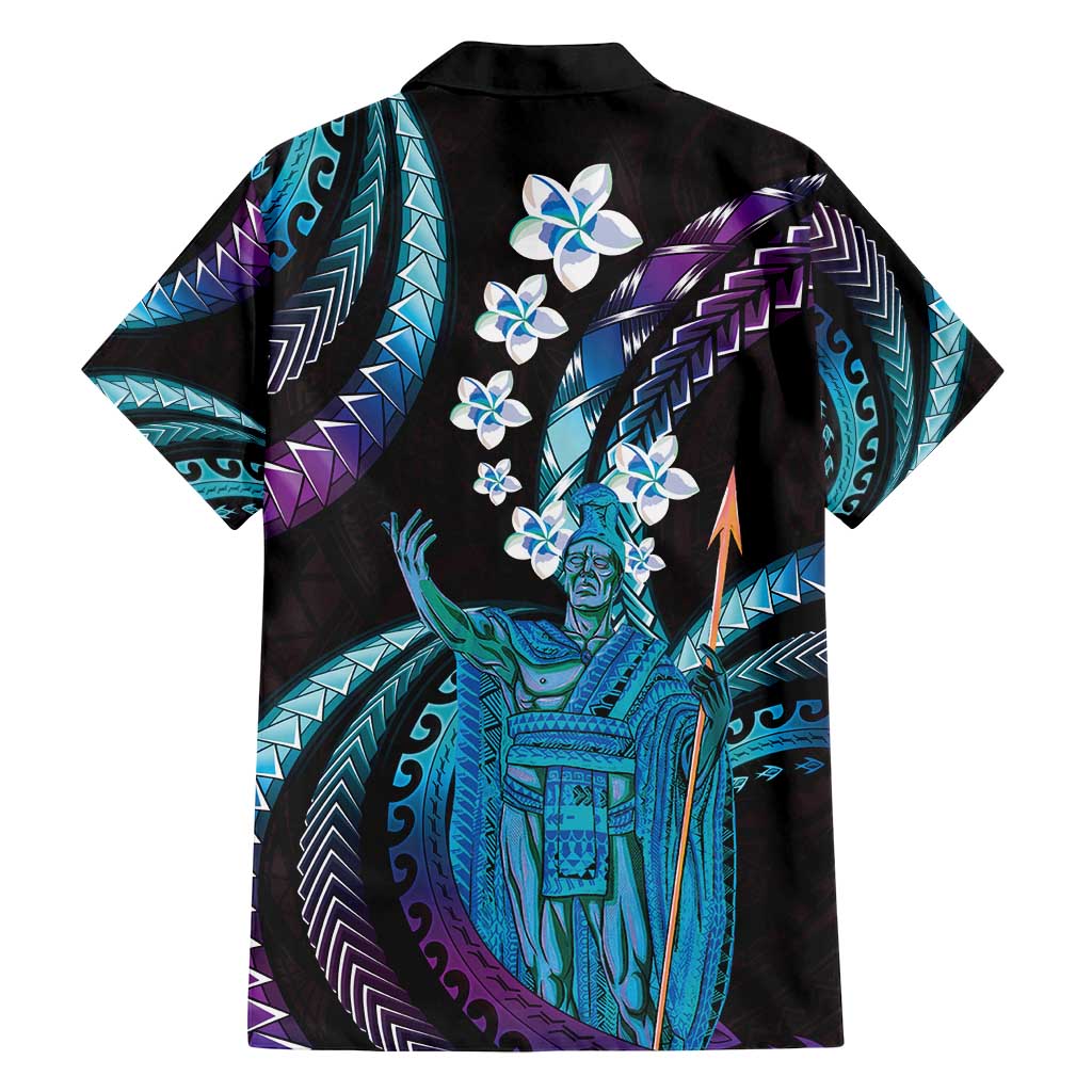 Hawaii King Kamehameha Family Matching Tank Maxi Dress and Hawaiian Shirt Fantastic Plumeria Amethyst Gradient