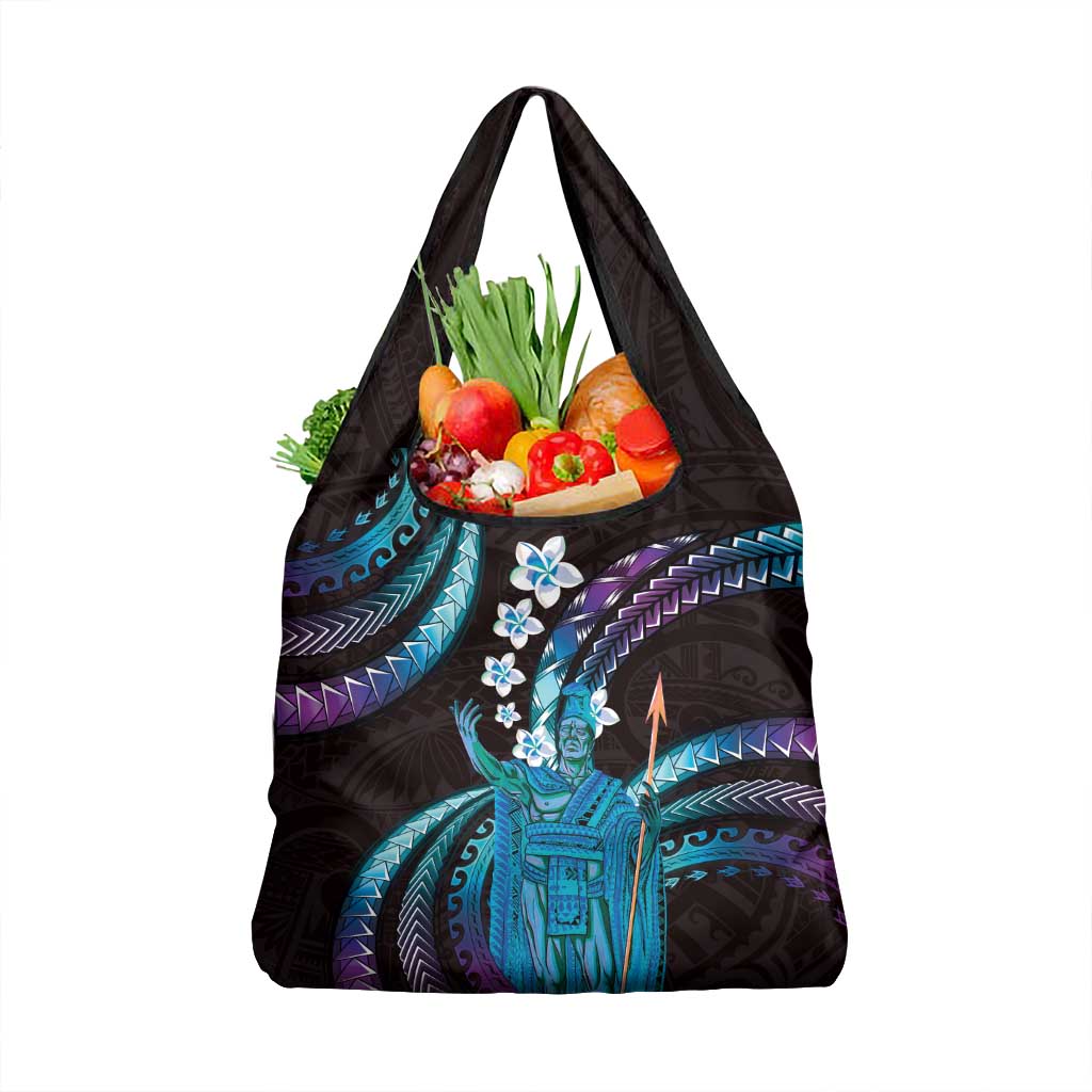 Hawaii King Kamehameha Grocery Bag Fantastic Plumeria Amethyst Gradient