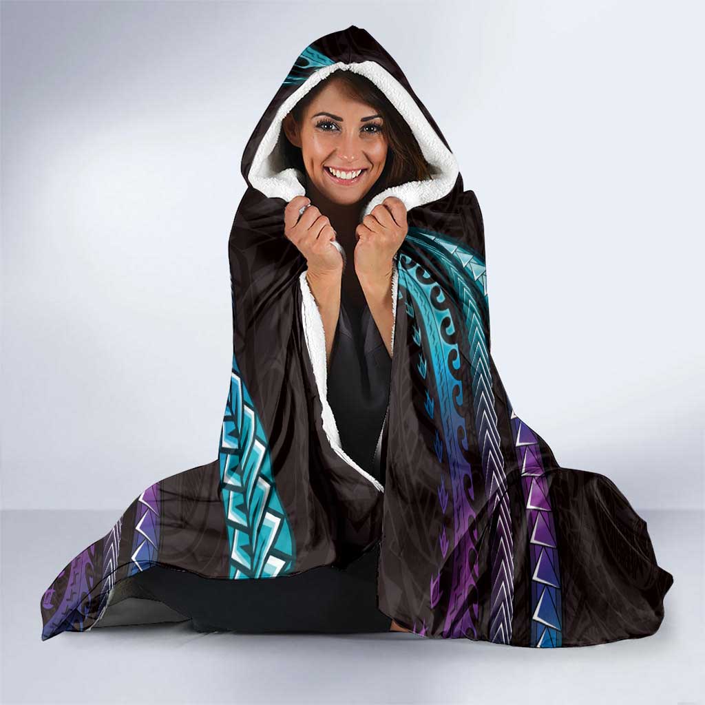 Hawaii King Kamehameha Hooded Blanket Fantastic Plumeria Amethyst Gradient