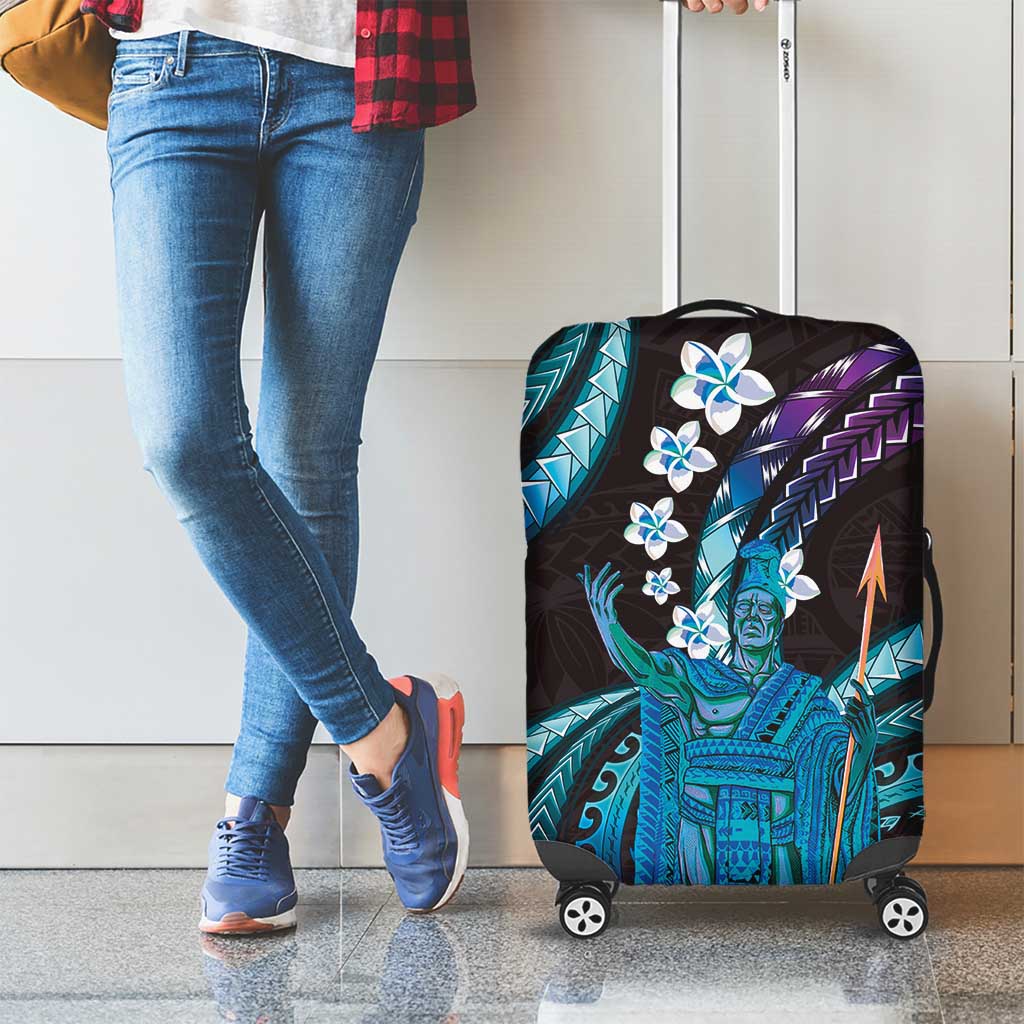 Hawaii King Kamehameha Luggage Cover Fantastic Plumeria Amethyst Gradient