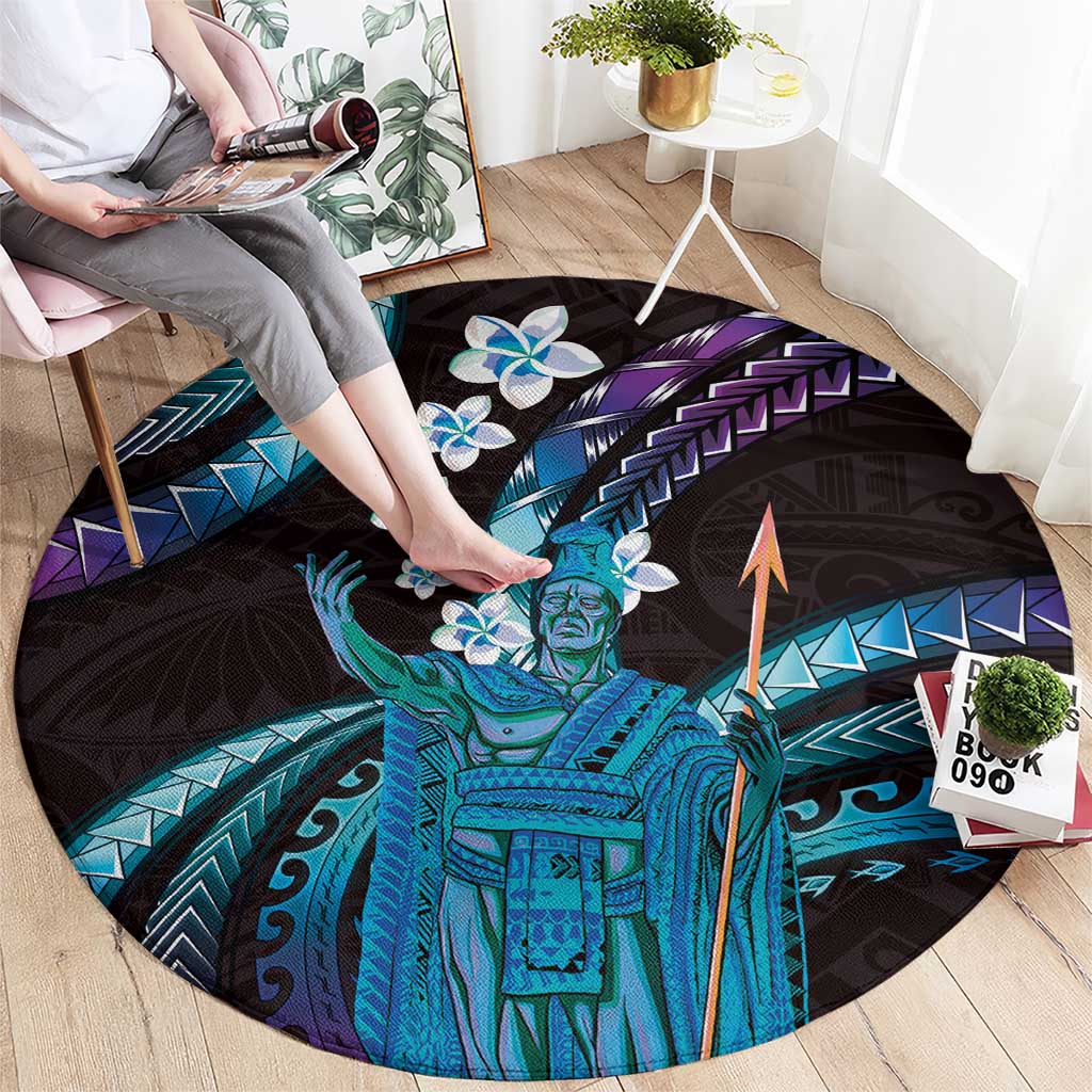 Hawaii King Kamehameha Round Carpet Fantastic Plumeria Amethyst Gradient