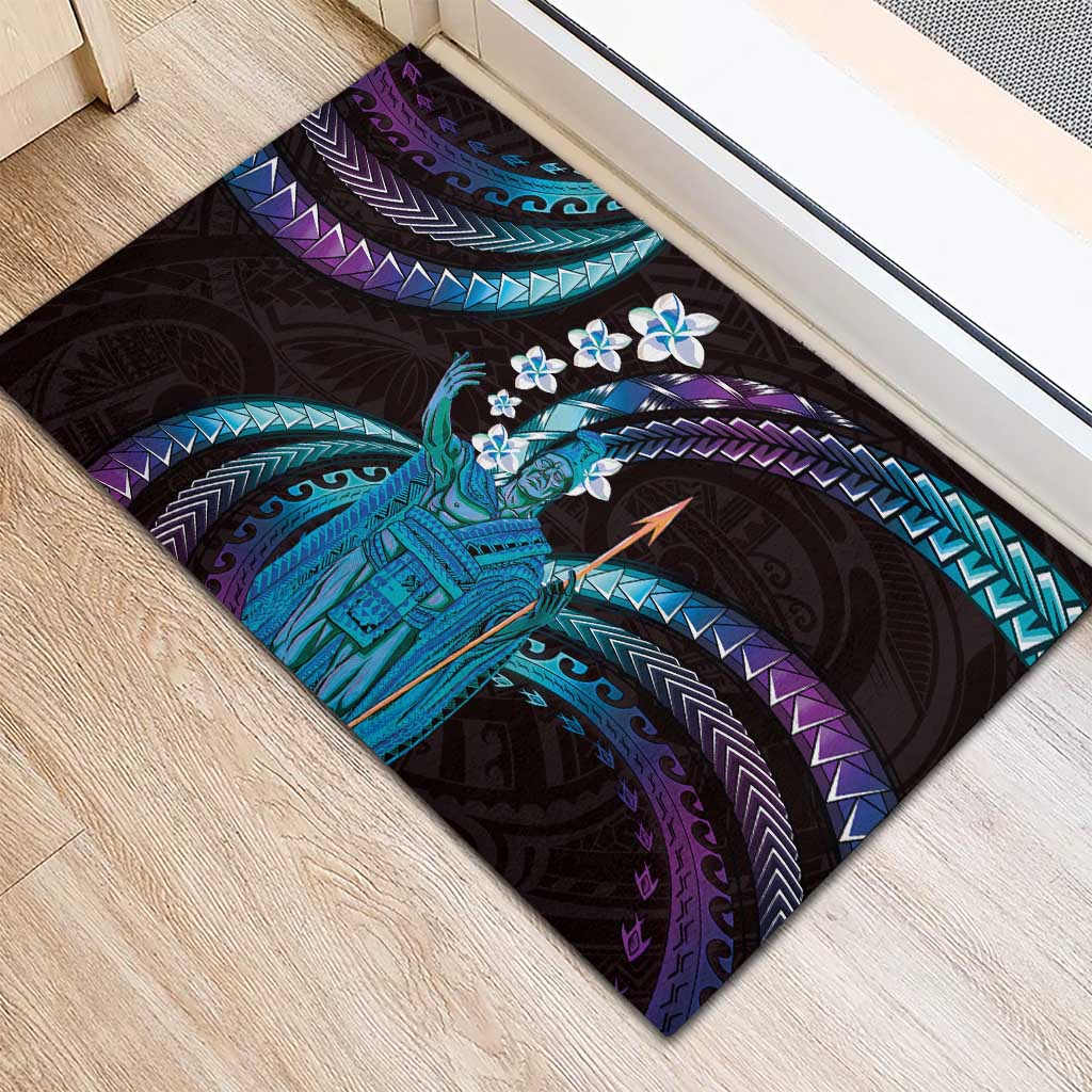 Hawaii King Kamehameha Rubber Doormat Fantastic Plumeria Amethyst Gradient