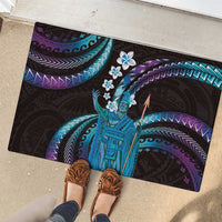 Hawaii King Kamehameha Rubber Doormat Fantastic Plumeria Amethyst Gradient