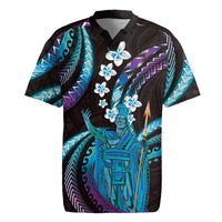Hawaii King Kamehameha Rugby Jersey Fantastic Plumeria Amethyst Gradient