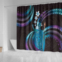 Hawaii King Kamehameha Shower Curtain Fantastic Plumeria Amethyst Gradient