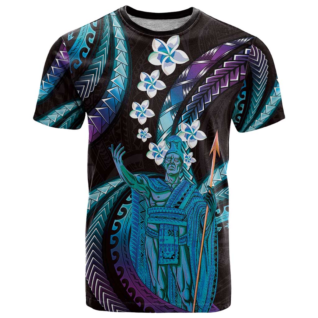 Hawaii King Kamehameha T Shirt Fantastic Plumeria Amethyst Gradient