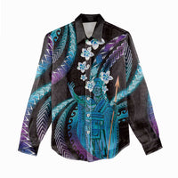 Hawaii King Kamehameha Women Casual Shirt Fantastic Plumeria Amethyst Gradient