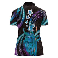 Hawaii King Kamehameha Women Polo Shirt Fantastic Plumeria Amethyst Gradient
