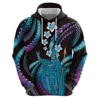 Hawaii King Kamehameha Zip Hoodie Fantastic Plumeria Amethyst Gradient