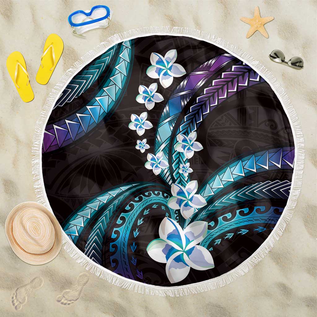 Hawaii Plumeria Beach Blanket Amethyst Gradient Polynesian Pattern LT01 One Size 150cm Purple - Polynesian Pride