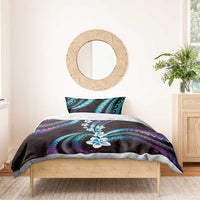 Hawaii Plumeria Bedding Set Amethyst Gradient Polynesian Pattern
