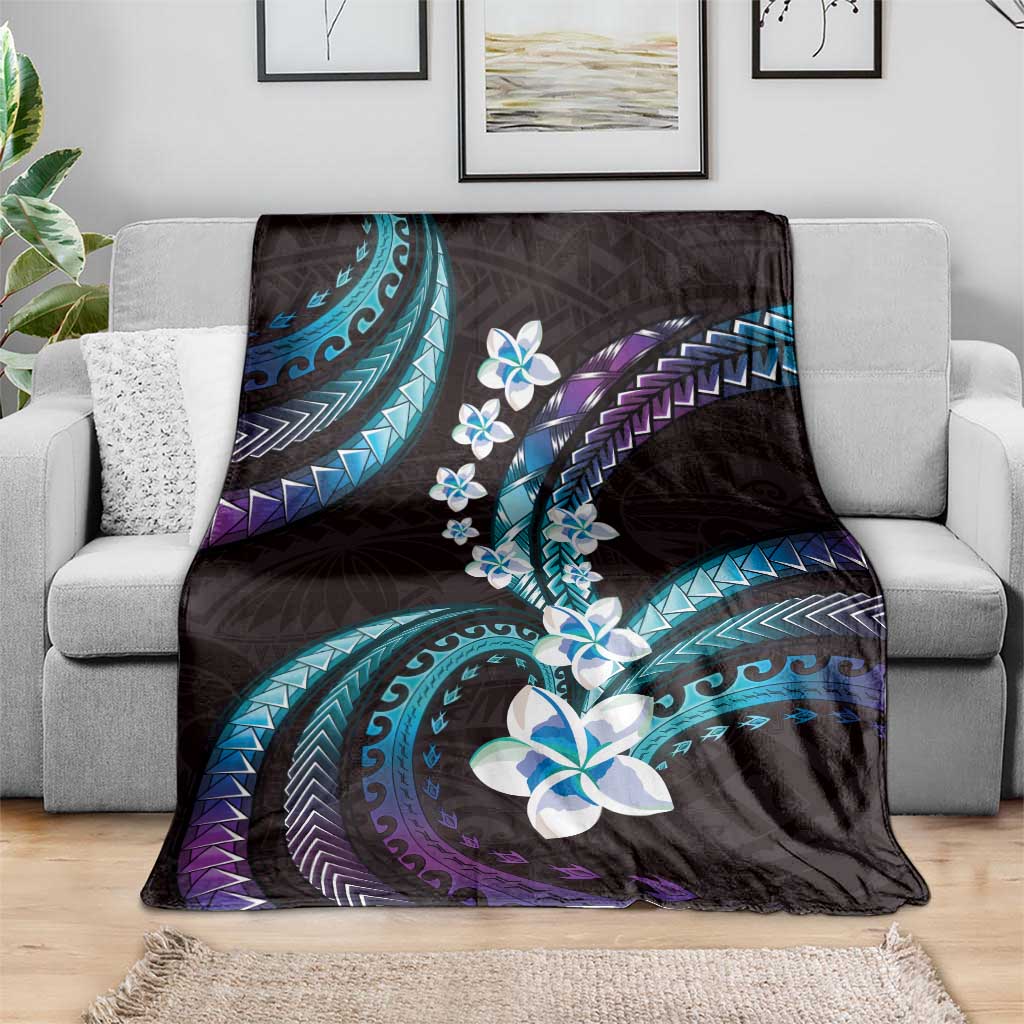 Hawaii Plumeria Blanket Amethyst Gradient Polynesian Pattern LT01 - Polynesian Pride