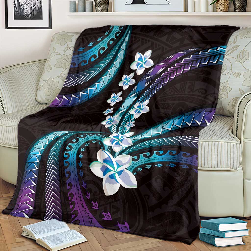 Hawaii Plumeria Blanket Amethyst Gradient Polynesian Pattern LT01 - Polynesian Pride