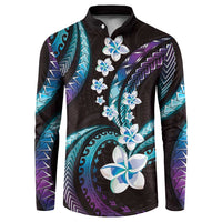 Hawaii Plumeria Button Sweatshirt Amethyst Gradient Polynesian Pattern LT01 Purple - Polynesian Pride